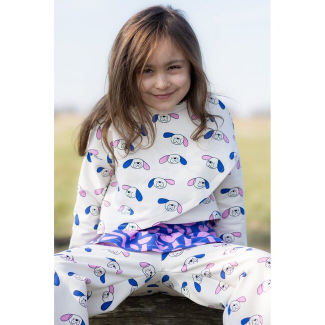 French Terry - dogs natural pink/blue