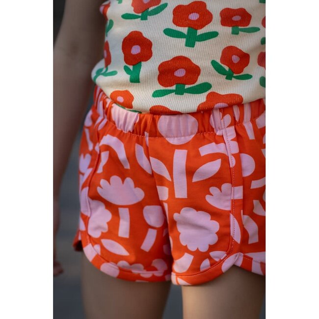 Tricot BIO- tetris flowers orange
