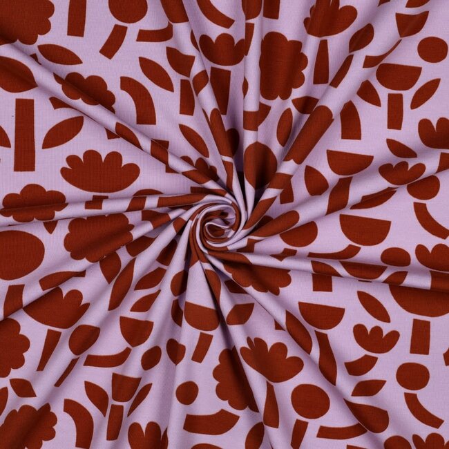 Tricot BIO- tetris flowers lavendel