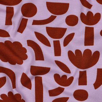 Tricot BIO- tetris flowers lavendel