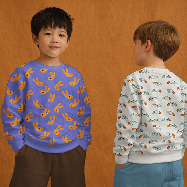 Tricot BIO- bunnies blue