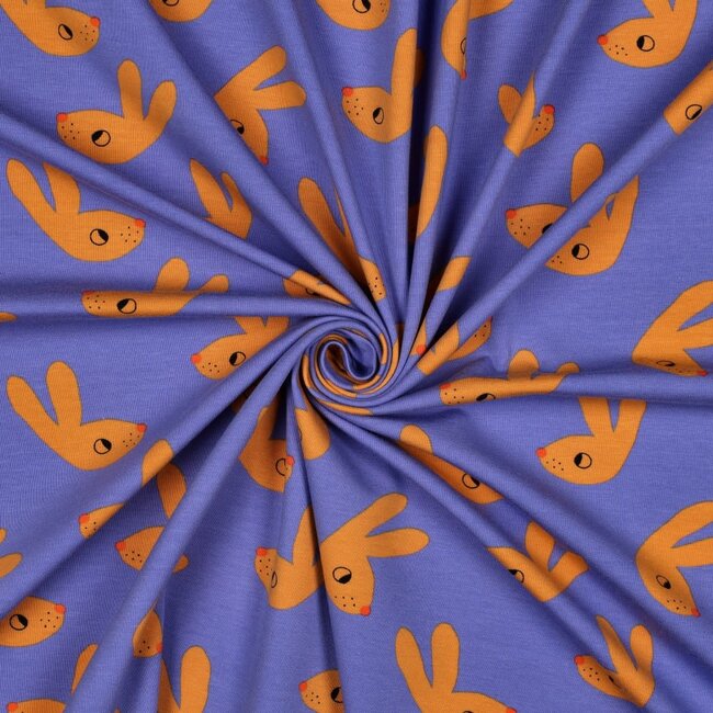 Tricot BIO- bunnies blue