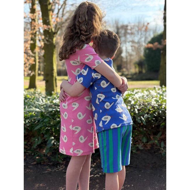 Ribbed tricot - geese blue