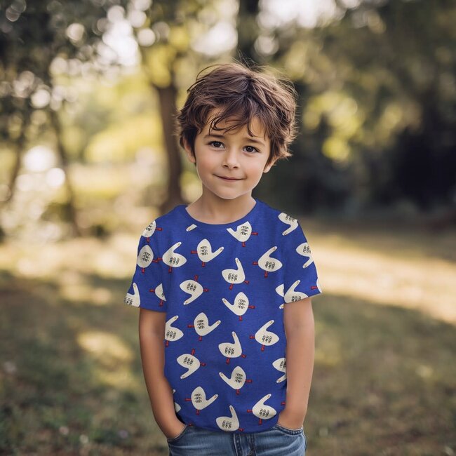 Ribbed tricot - geese blue