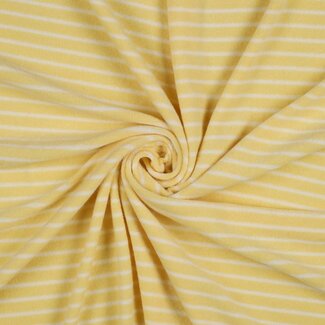 De Stoffenkamer Rekbare badstof - spons stripes light yellow