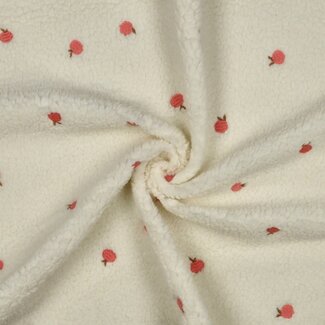De Stoffenkamer Teddy sherpa Embroidery ecru - oranges