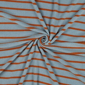 De Stoffenkamer Rekbare badstof - spons stripes - blue / brown