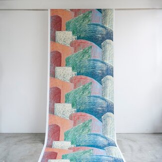 Kokka Cotton Keshiki by Kokka ‘26 - scribble red