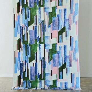 Kokka COUPON - 1,2 m - Cotton Keshiki by Kokka ‘26 - architecture green blue