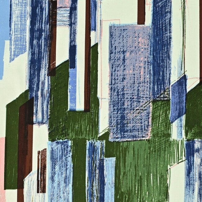Kokka COUPON - 1,2 m - Cotton Keshiki by Kokka ‘26 - architecture green blue