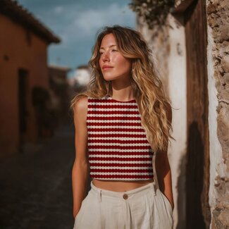 Summer Knit cotton mix - stripes red