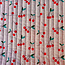 De Stoffenkamer Stepped Cotton double face - cherries old pink stripes