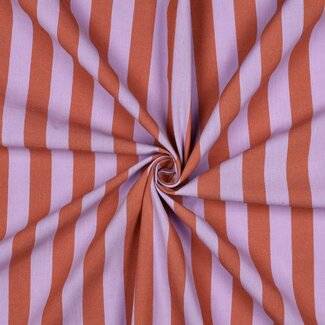 Cotton - wide stripes yarn dyed lavendel/oranjerood