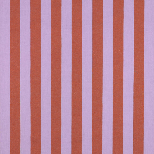 Cotton - wide stripes yarn dyed lavendel/oranjerood