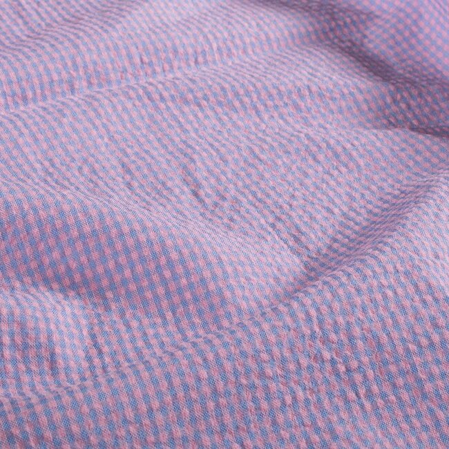 Seersucker Cotton mix - mini checks soft purple/pink