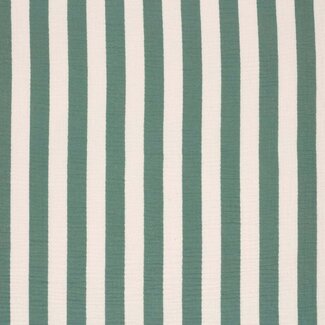 De Stoffenkamer Double gauze tetra - wide stripes petrol green