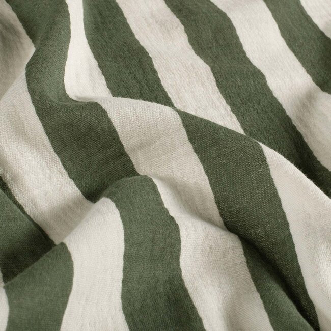 De Stoffenkamer Double gauze tetra - wide stripes khaki green