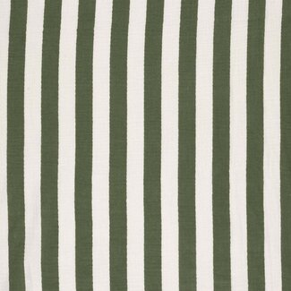De Stoffenkamer Double gauze tetra - wide stripes khaki green