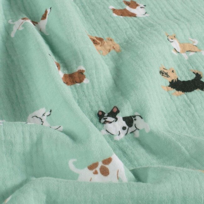 De Stoffenkamer Double Gauze cotton Tetra - dogs mint