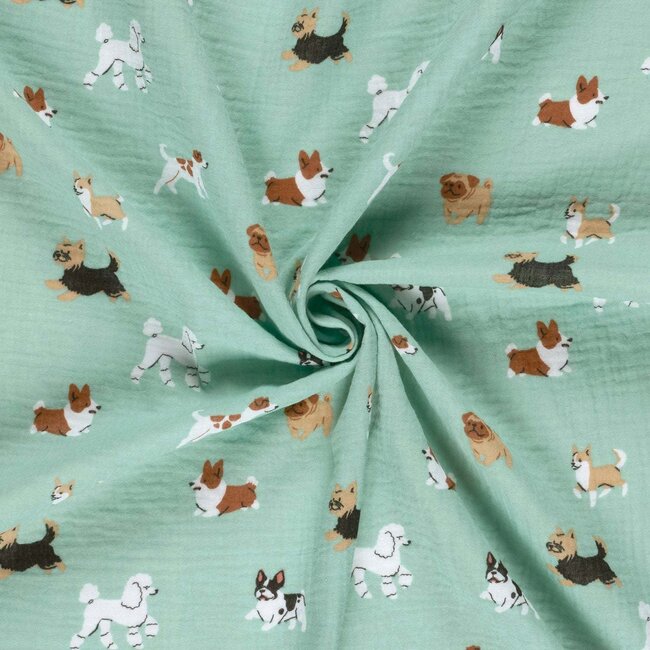 De Stoffenkamer Double Gauze cotton Tetra - dogs mint