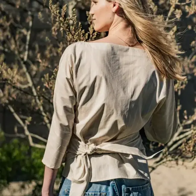 Cotton Poplin - stripes sand/ecru