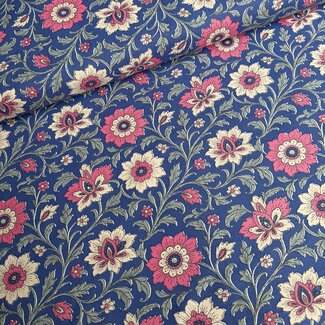De Stoffenkamer Stevige katoen Canvas - bright denim flowers