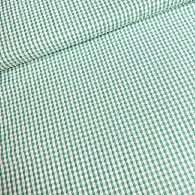 Seersucker Cotton mix - mini checks green white