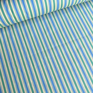 Gelamineerde katoen - striped blue green