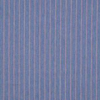 De Stoffenkamer Cotton Denim light blue - Red Stripes