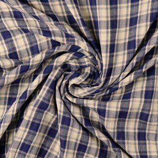 De Stoffenkamer Double Gauze Tetra duo checks / stripes - creamy blue