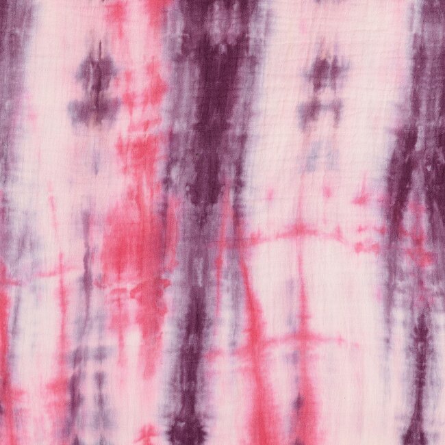 De Stoffenkamer Double Gauze Tetra batik tie dye - pink tones