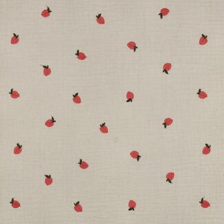 De Stoffenkamer Double Gauze cotton Tetra - embroidery natural peach