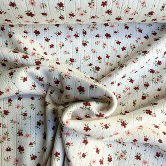 Ajour Tricot Pointelle lines - ecru spring flowers mini