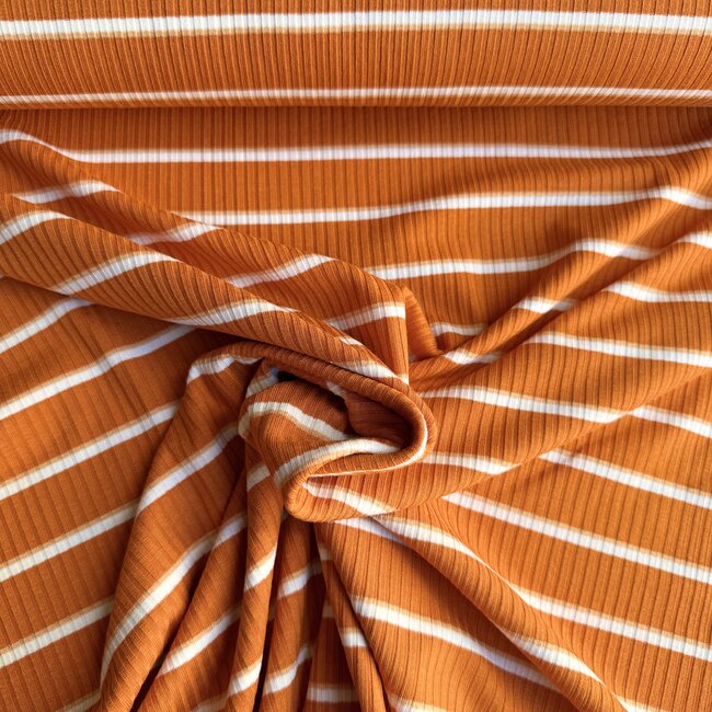 Ribbed tricot stripes pumpkin orange