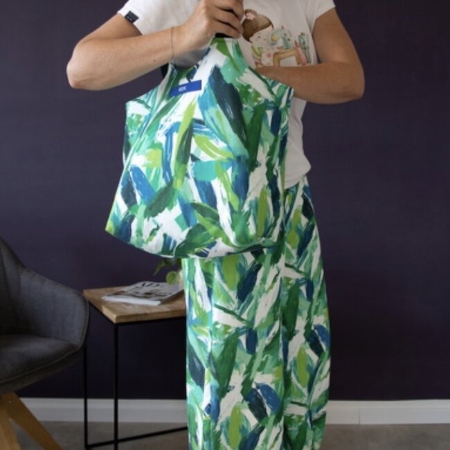 Canvas Gabardine Twill - abstract strokes green