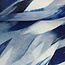 Cotton linen blend  -  blue strokes