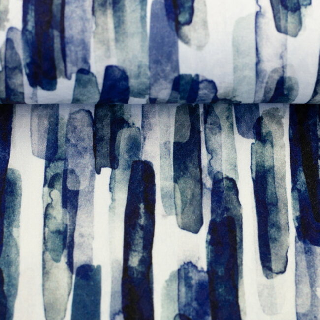 Viscose blouse summer satin blue strokes