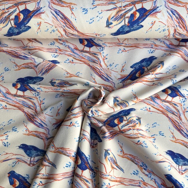 Capsule Fabrics French Terry - birds on branches