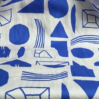 Capsule Fabrics Washed Linen - Shapes large bright royal