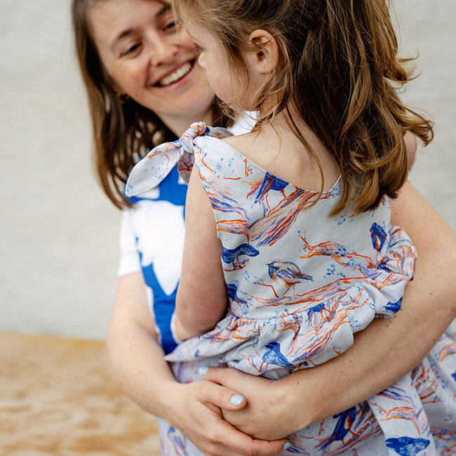 Capsule Fabrics Washed Linen - birds on branches