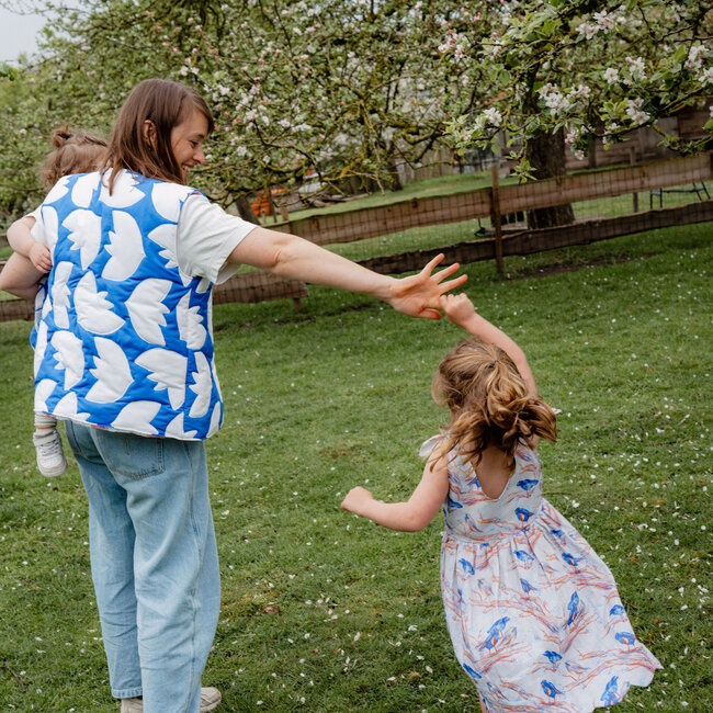 Capsule Fabrics Washed Linen - birds on branches
