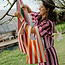 Capsule Fabrics Washed Linen - vertical burgundy / salmon
