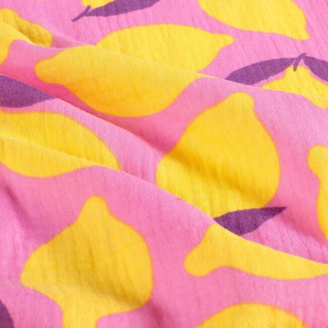 De Stoffenkamer Double gauze tetra - bright pink lemons