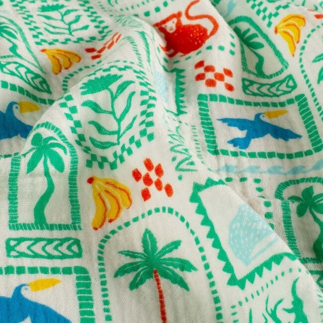 De Stoffenkamer Double gauze tetra - green boho jungle