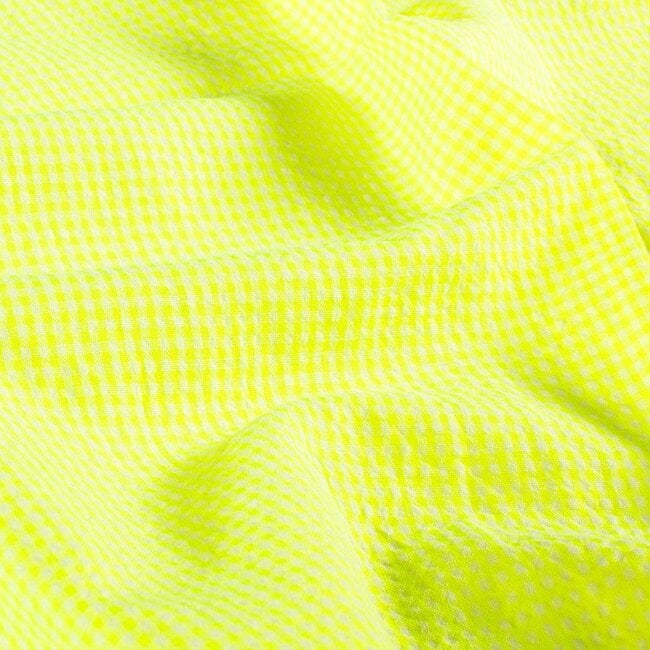 Seersucker Cotton mix - mini checks neon yellow