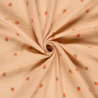 De Stoffenkamer Double gauze tetra - salmon strawberries