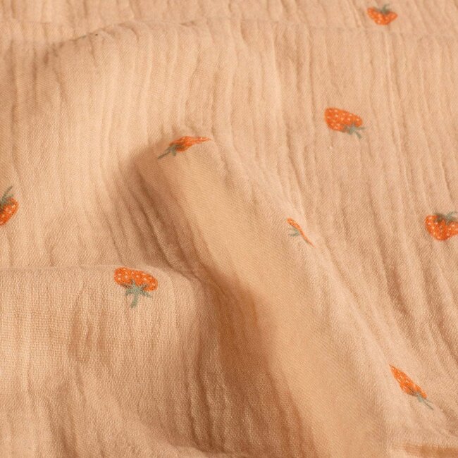 De Stoffenkamer Double gauze tetra - salmon strawberries