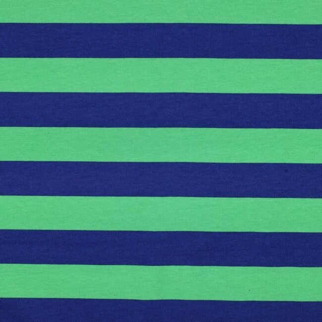 De Stoffenkamer Soft Sweater wide horizontal stripes - green/royal