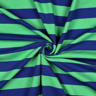De Stoffenkamer Soft Sweater wide horizontal stripes - green/royal