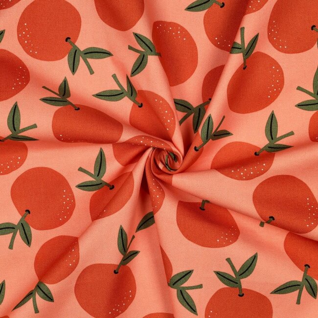 De Stoffenkamer Canvas katoen summer fruit - oranges pink